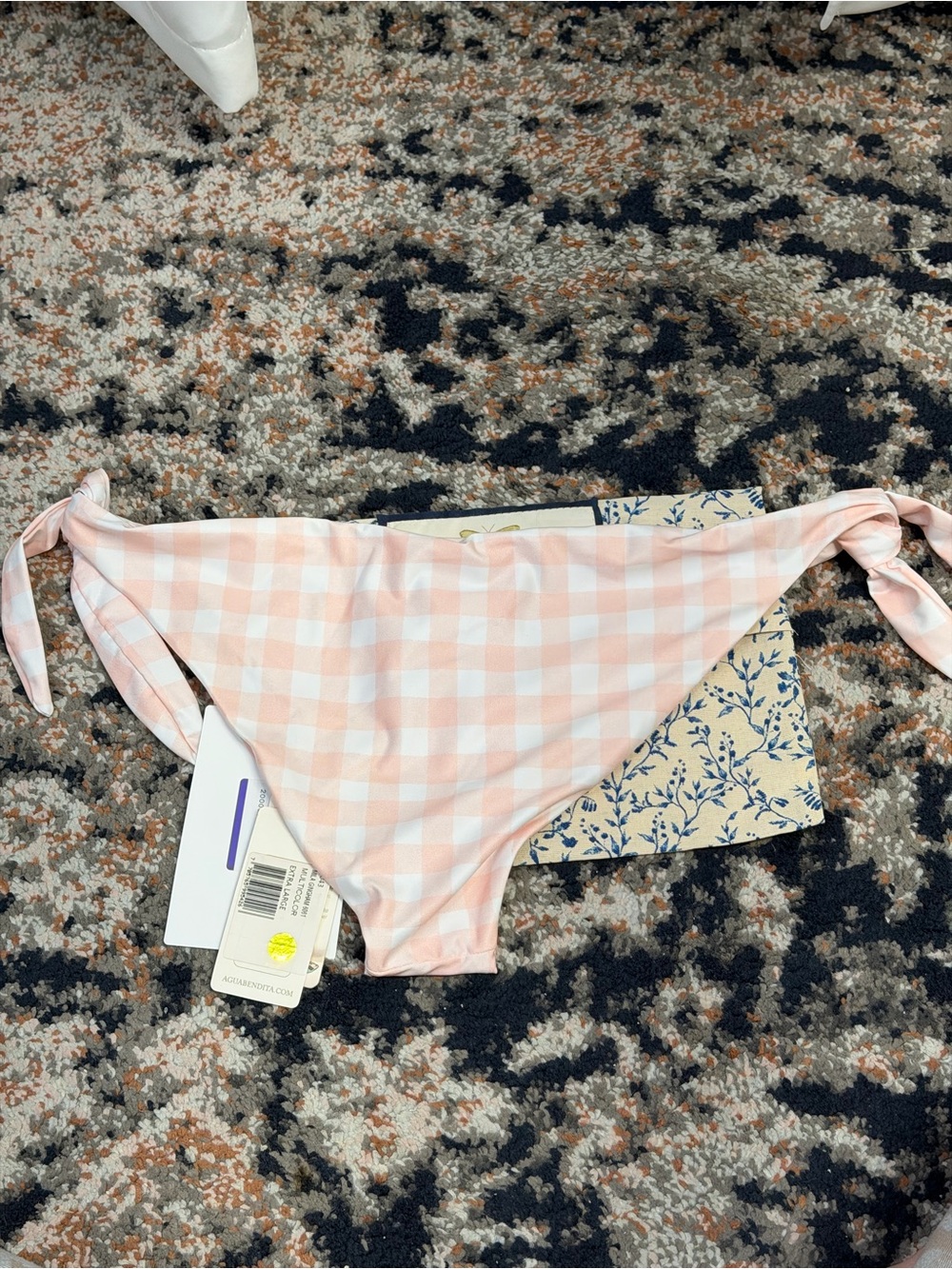 NWT Agua by Agua Bendita ‘Mila’ Gingham Low-Rise Bikini Briefs in Pastel Pink XL - Picture 13 of 14